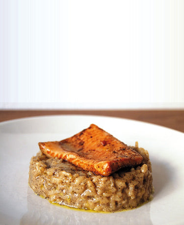 foto ricetta Riso al caffè con trota salmonata alla confettura di arance 