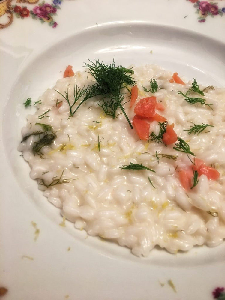 foto ricetta RISOTTO CON SALMONE SELVAGGIO, CRÈME FRAICHE E FINOCCHIO 