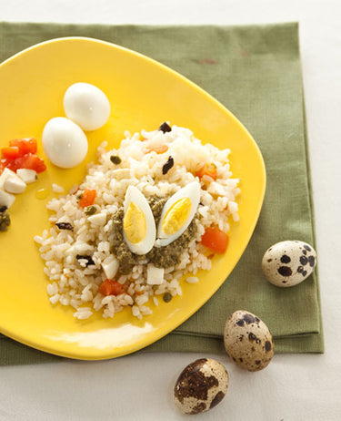 foto ricetta Insalata di riso con uova di quaglia e uova di seppia 