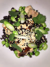 BLACK RICE WITH TERIYAKI SALMON, ENDAMAME BEANS & SESAME 