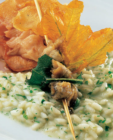 foto ricetta Riso Carnaroli mantecato ai topinambour, filetto di carpa brasato e crescione di ruscello 