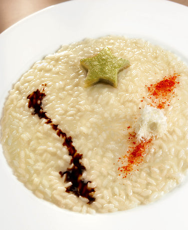foto ricetta Riso Carnaroli alla crema di cipolla al forno con salsiccia e polvere di amaretto 