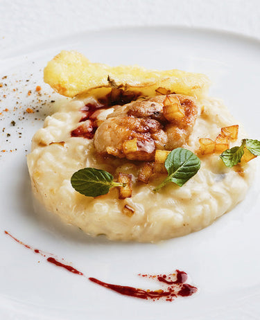 foto ricetta Riso al parmigiano con animelle d'agnello al profumo di zenzero e menta 