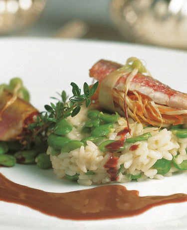 foto ricetta Riso Gallo con fave fresche e filetti di triglia al vino rosso 