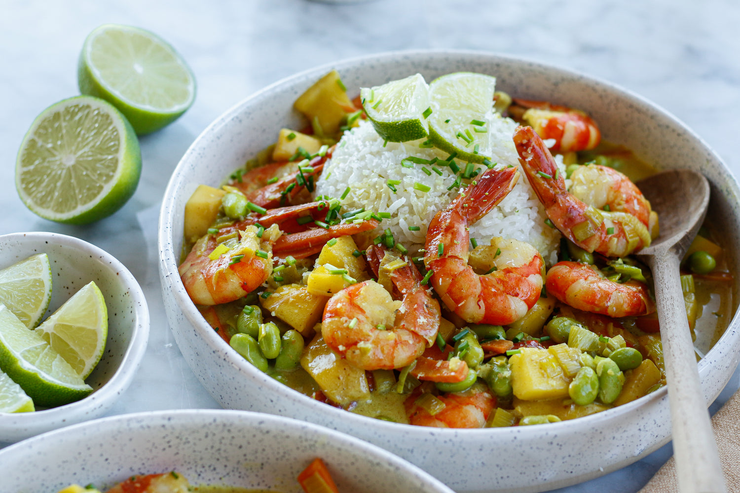 foto ricetta Curry di gamberi e cipollotti con Riso Gallo Basmati al lime 
