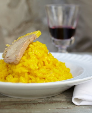 SAFRAN-RISOTTO MIT PASTETEN 