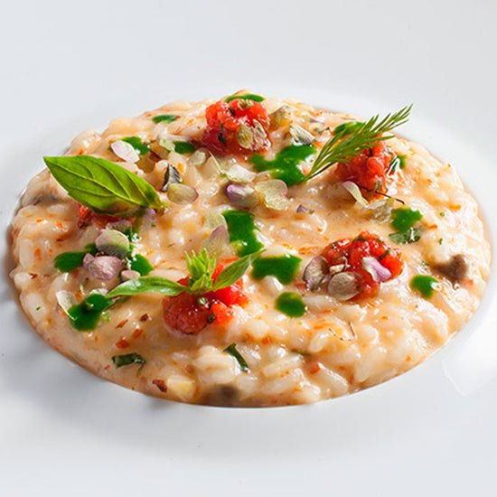 Risotto con alcaparras, anchoas y almendras 