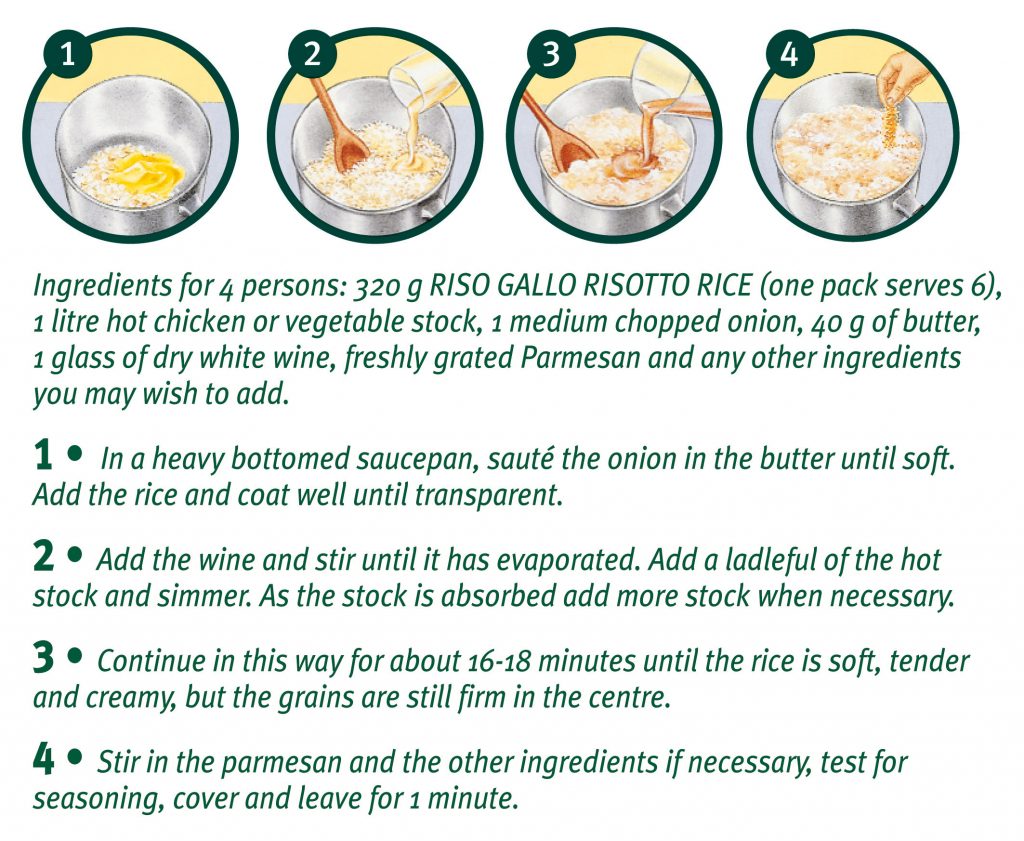 Risotto preparation instructions