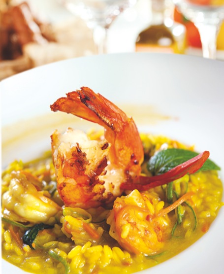 RISOTTO IN COURGETTE FLOWERS WITH SANREMO PRAWNS