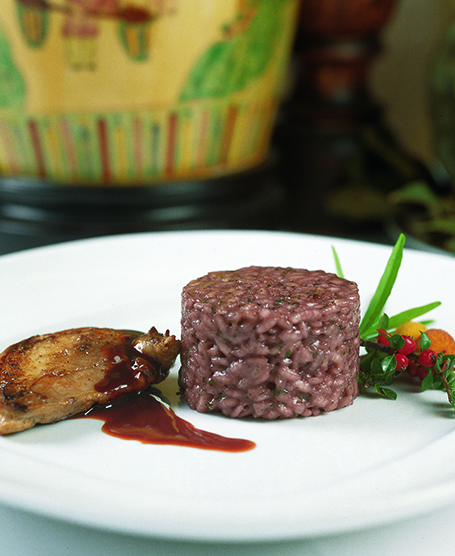 RED WINE RISOTTO WITH PARTRIDGE BREAST
