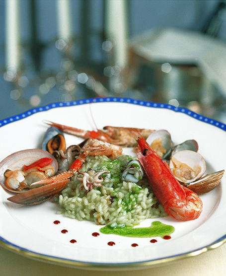 SEAFOOD RISOTTO WITH BASIL SAUCE