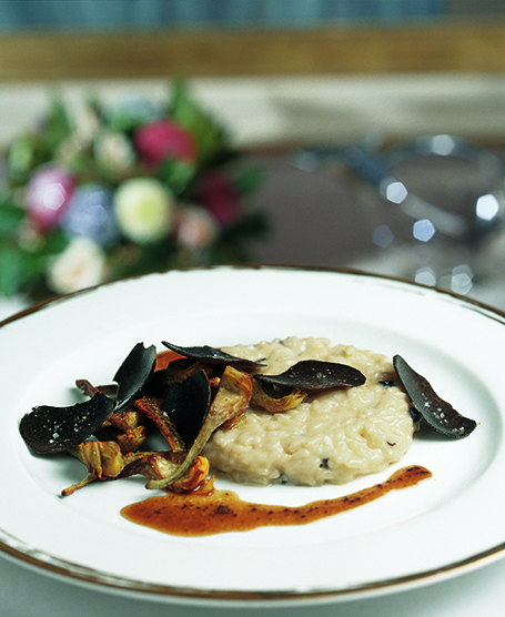 RISOTTO WITH SAUSAGES, ARTICHOKES AND BLACK TRUFFLES