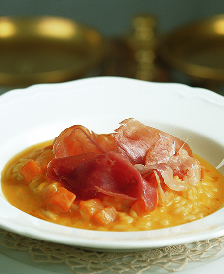 CREAMY RISOTTO WITH LOCAL HAM AND CHOPPED PUMPKIN