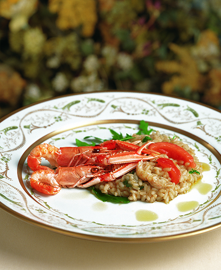 LEMON RICE WITH LANGOUSTINES AND WILD ROCKET SALAD