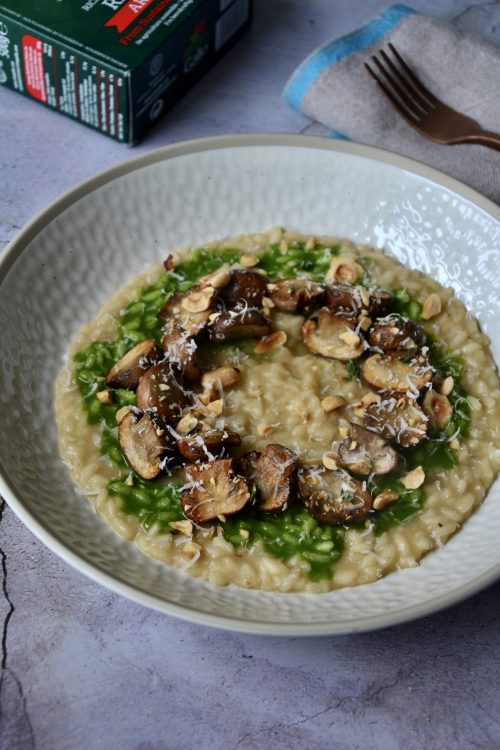 ONION & MUSHROOM RISOTTO WITH TOASTED HAZLENUTS