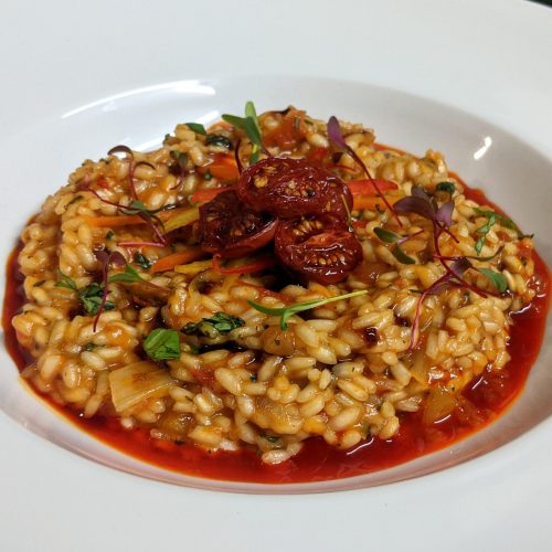 VEGAN CREAMY TOMATO, BASIL & SWEET PEPPER RISOTTO