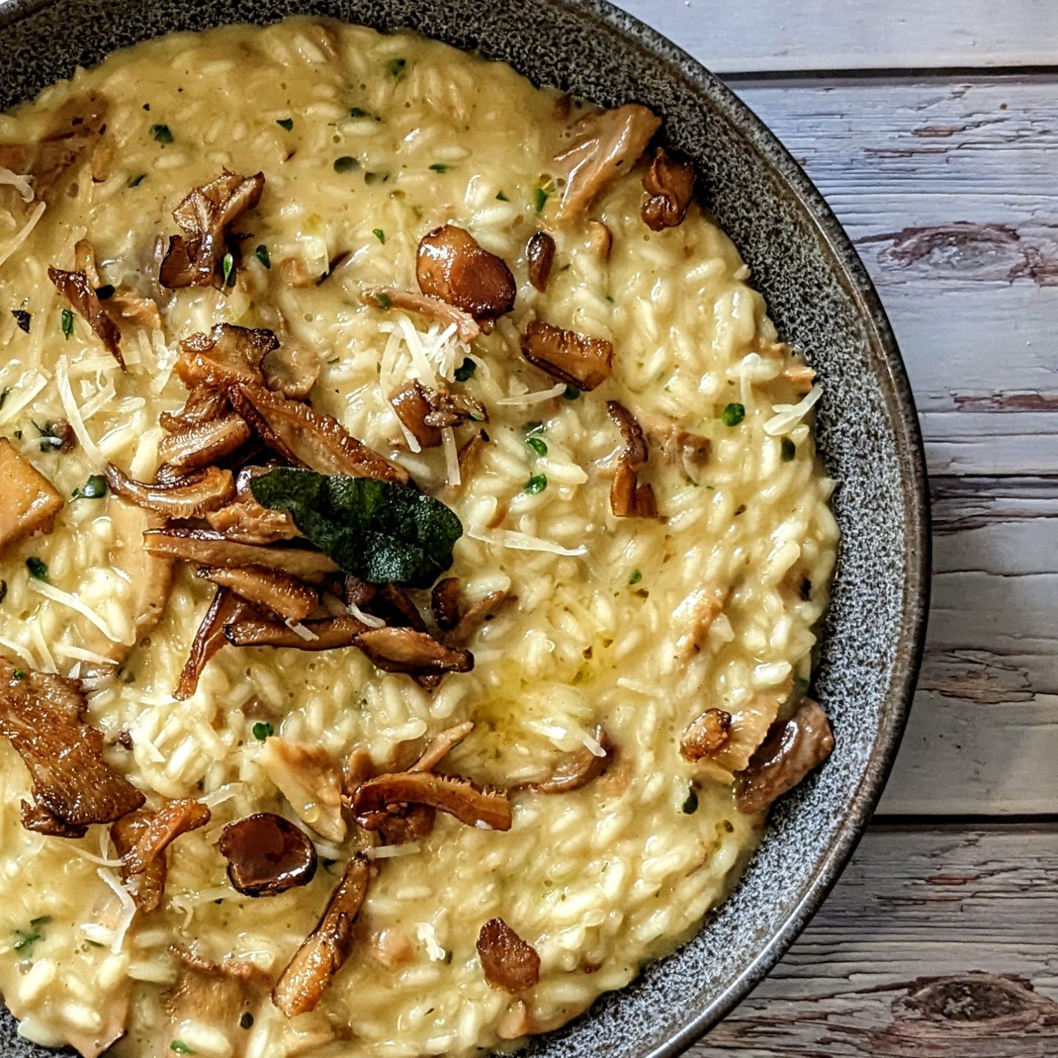 WILD MUSHROOM RISOTTO, SMOKED ABERNATHY BUTTER & CRISPY SAGE Riso